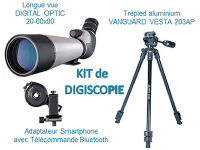 KIT Digiscopie avec longue vue 20-60 x 80 DIGITAL OPTIC et trépied VESTA 203AP et adaptateur smartphone